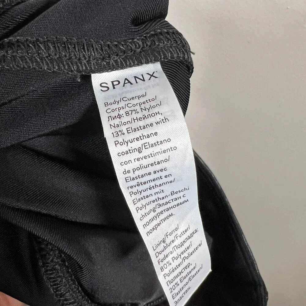 Spanx Faux Leather Leggings Size Large Black High Rise Slimming Shaping Stretch - Picture 9 of 10